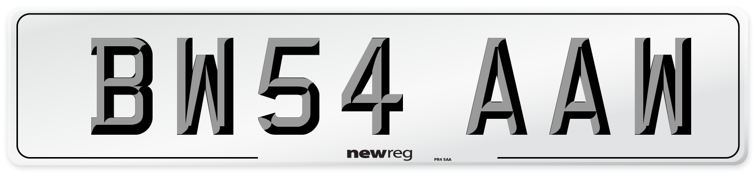 BW54 AAW Number Plate from New Reg